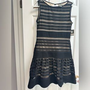 Taylor eyelet/ sleeveless lace drop waist black/ nude dress size 6 NWT